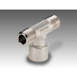 A17 1/4" - Racor T roscado macho-hembra-macho en latón
