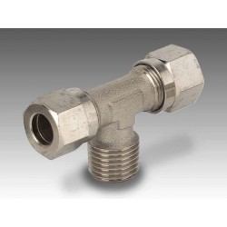 B7 12/10 - 3/8" - Racor bicono T rosca central con rosca macho en latón