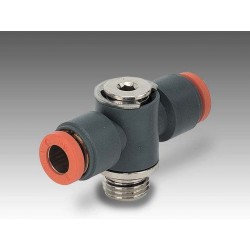 R20/A Ø6 - 1/8" - Racor automático banjo doble giratorio tornillo simple en tecnopolímero