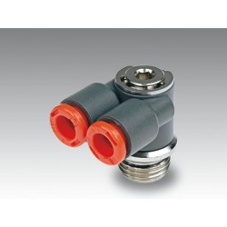 RL25 Ø8 - 1/4" - Racor automático Y en codo con entrada a rosca macho en tecnopolímero