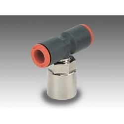 RL35/F Ø6 - 1/8" - Racor automático T con rosca central con rosca hembra en tecnopolímero