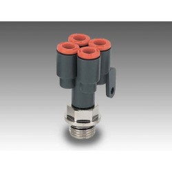 RL43 Ø4 - 1/4" - Racor automático Y doble con entrada a rosca en tecnopolímero