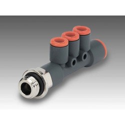 RL45 1/4" Ø6 - Ø4 - Racor automático conector múltiple con entrada a rosca en tecnopolímero
