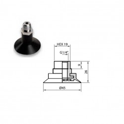 Ventosa de copa Ø45 mm en silicona blanca