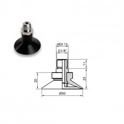 Ventosa de copa Ø50 mm en silicona blanca