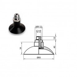 Ventosa de copa Ø85 mm en silicona blanca