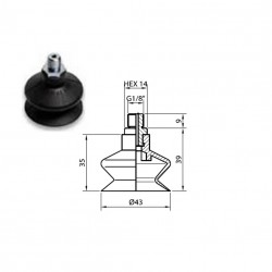 Ventosa de fuelle Ø43 mm en nitrílico